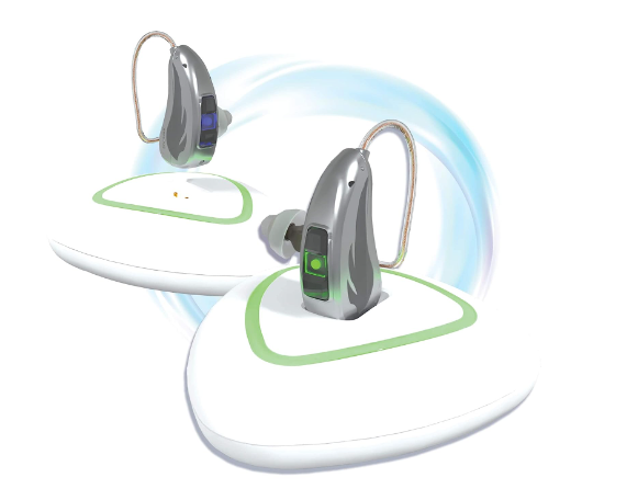 [Silver] Rechargeable hearing aids in the market for senior citizens with noise   cancelling and feedback reduction seniors, nano invisible   receiver in canal (RIC) for mild moderate severe Hearing   Loss, Digital personal sound amplifier with Volume Control  | EarCentric - RIE400 - Pair