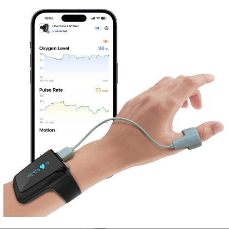 Continuous Wrist Pulse Oximeter, Blood Oxygen Saturation Monitor with Smart reminder, Bluetooth, 72 Hours Endurance Tracking SpO2 and Pulse Rate, Checkme O2 Max with PC Software & APP