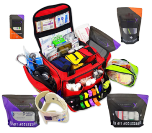 Lightning X Extra Large Medic First Responder EMT durable paramedic Trauma Bag Stocked w/Fill Kit C – RED