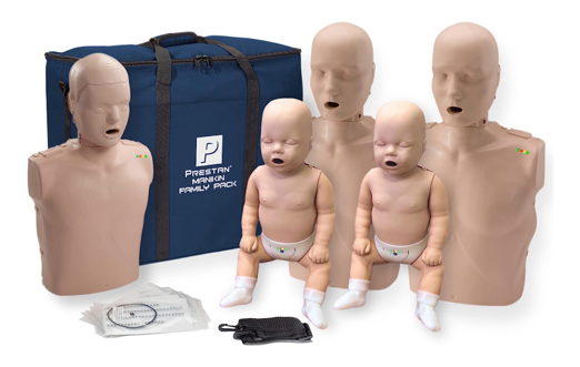 Prestan Family Pack of best CPR Manikins kit (2 Adult, 1 Child, 2 Infant) Medium Skin with Rate Monitors, PP-FM-500M-MS