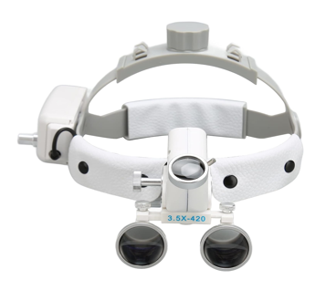 Dental LED Illuminated Binocular Magnifier Headband Loupes Glasses Headband Magnifier with LED Light 3.5X 320 to 420mm
