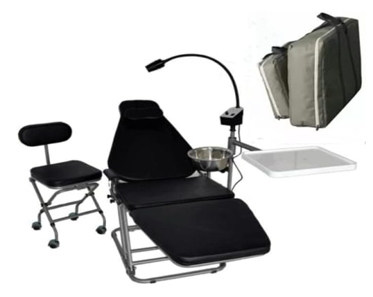 Portable Mobile Foldable Spa Clinic Office Use Foldable Dental Black Chair with Stool