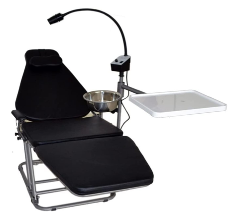 SGOE Dental Portable Chair with LED Exam Light and Tray with Nylon Bag Color Black