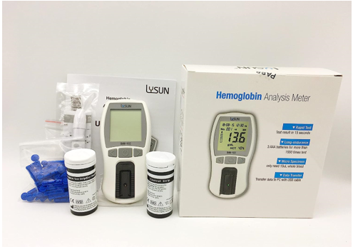 Lysun Hemoglobin Meter kit with 25pcs Strips, WHITE