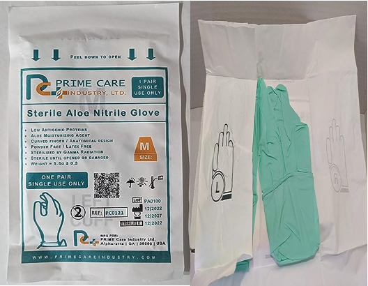 Sterile Aloe Nitrile surgical gloves