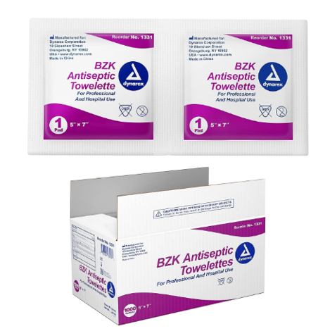 Dynarex BZK Antiseptic Towelettes - 5"x7"