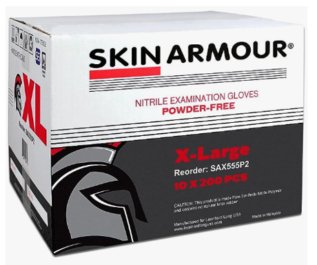 SKIN ARMOUR® 200 Count Powder-Free Nitrile Medical Exam Gloves