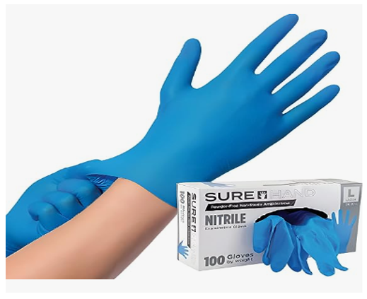 SURE HAND Disposable Nitrile Gloves - 100 count