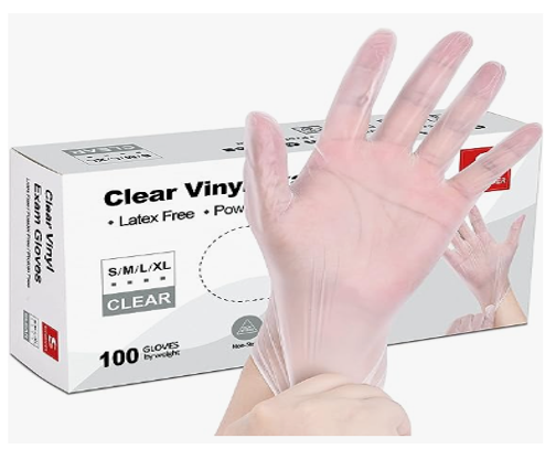 Schneider Clear Vinyl Exam Gloves, Latex-Free, Disposable Medical Gloves