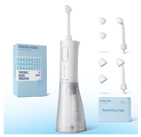 Medcodes Cordless Nasal Irrigation System with 30 Saline Packets