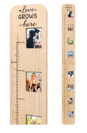 Garybank Solid Wood Height Measurement Ruler with Picture Frames