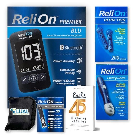 ReliOn Premier BLU blood glucose monitoring Kits