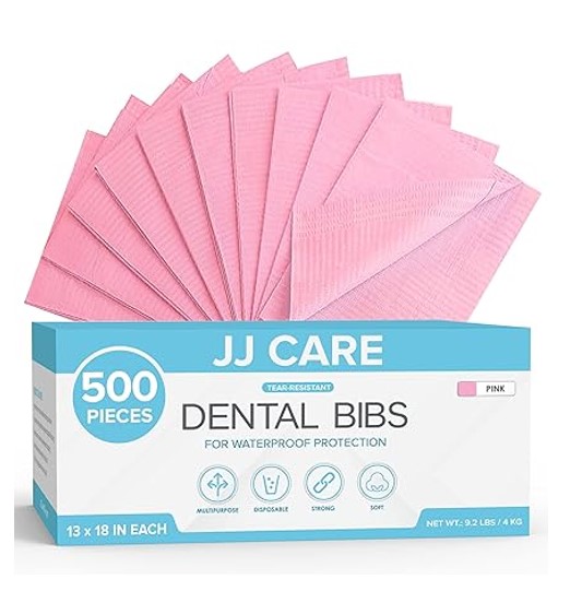 JJ CARE Disposable Dental Bibs [Pack of 500]