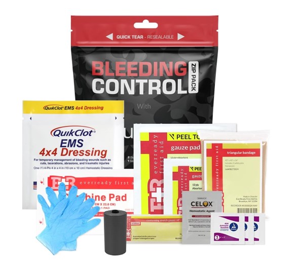MEDITAC Bleeding Control Zip Pack with QuikClot and Celox