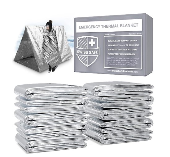 Swiss Safe 10 Pack Mylar Emergency Blankets for Survival 