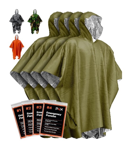 PREPARED4X Emergency Poncho with Mylar Blanket Liner