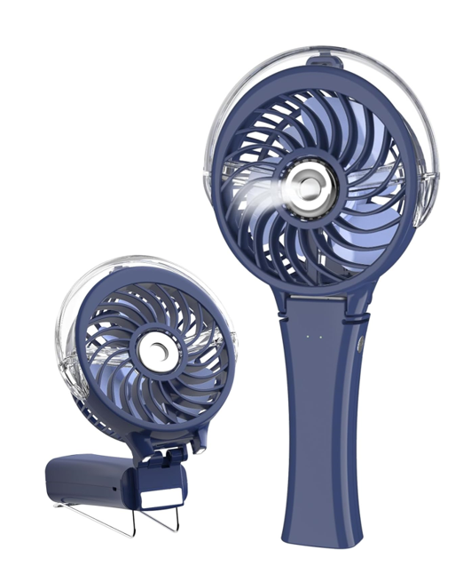 HandFan Upgraded Portable Handheld Misting Fan, Rechargeable Personal Mister Fan, Spray Water Mist Fans, Foldable Mini Cooling Hand Fans for Summer Beach Travel Concerts, Gifts for Women (Royal Blue)
