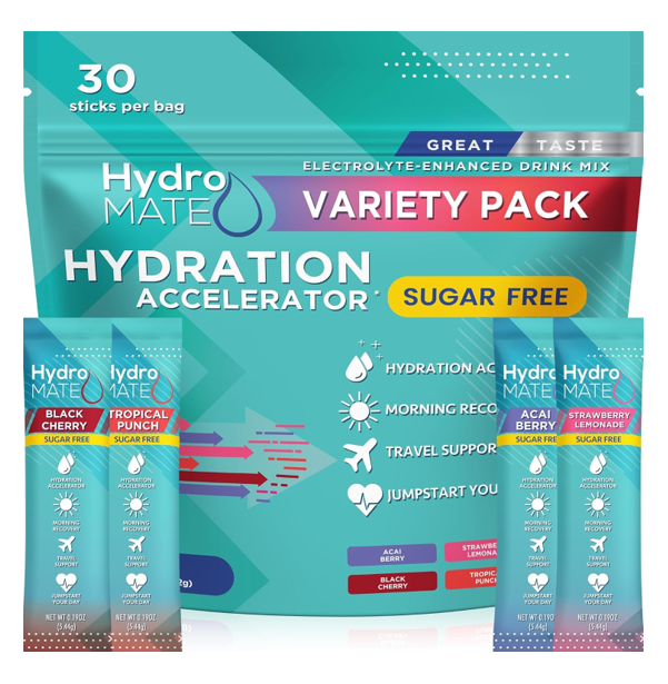 Nature Works Electrolyte Powder Sugar-Free Hydration Packets Variety Pack HydroMATE 30 Sticks