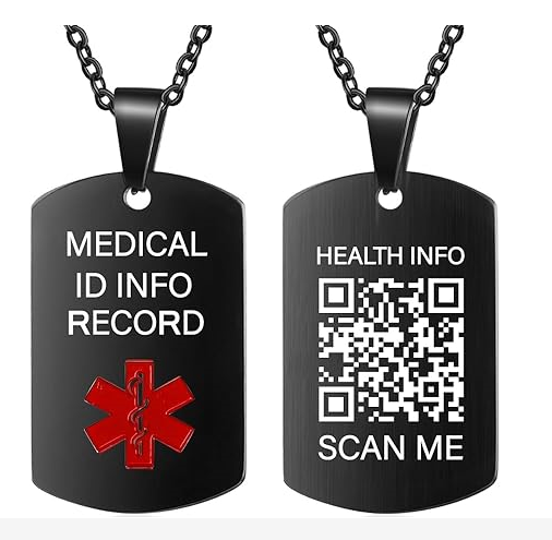 Medical Alert Necklace for Men Women From Theluckytag