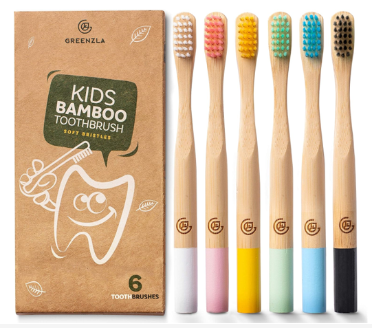 GREENZLA Kids Bamboo Toothbrushes
