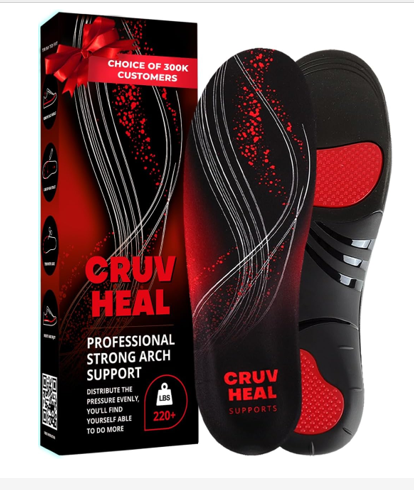 CRUVHEAL Plantar Fasciitis High Arch Support Insoles 