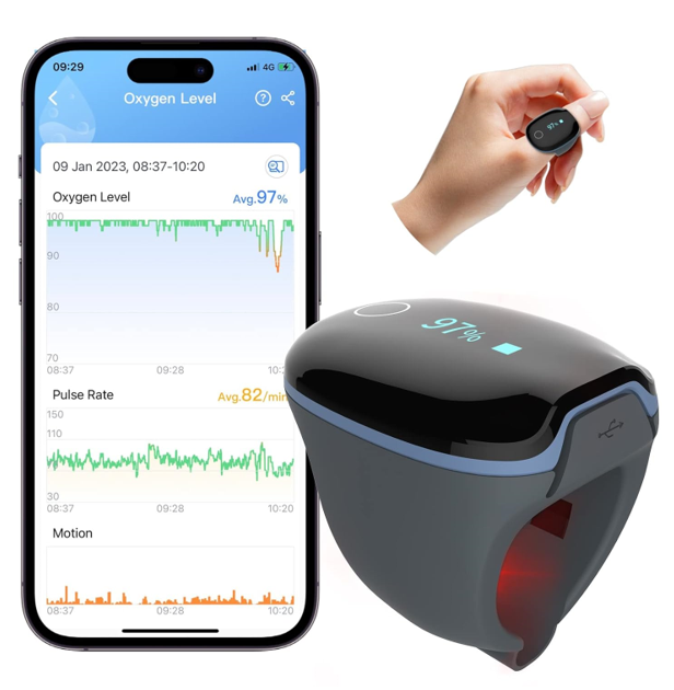 Wellue Wearable O2 Ring Sensor with Vibration Reminder