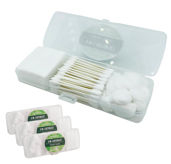SHINEMOON Travel Cotton Swabs Set - Best Cotton Balls And Swabs For First Aid Kit