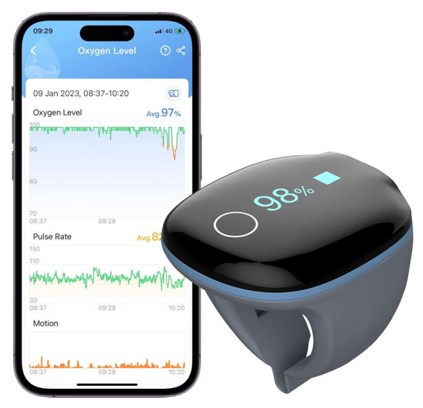Wellue O2Ring Oxygen Monitor with Bluetooth O2 Pulse Oximeter 