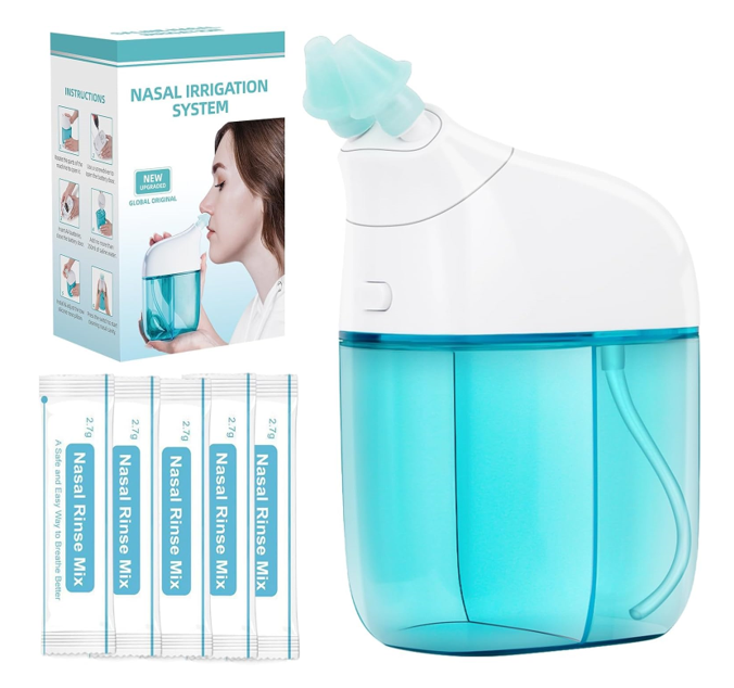 Ronfnea Nasal Irrigation System with 30 Saline Packets – Green